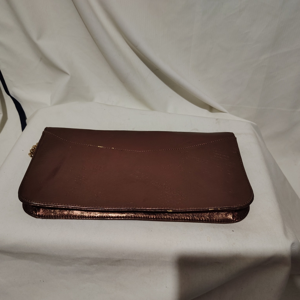 Kate Laundry copper tone purse, with gold chain strap, faux snake skin pattern - Picture 3 of 7